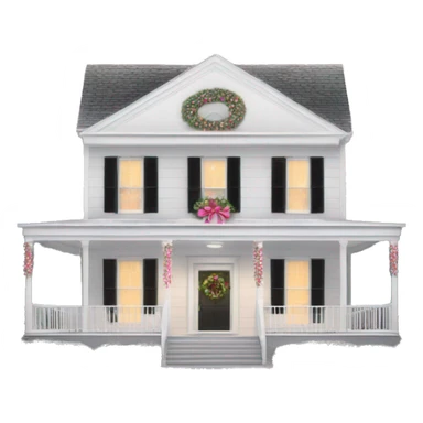 White Plantation house with pink and white Christmas lights and decorations sticker