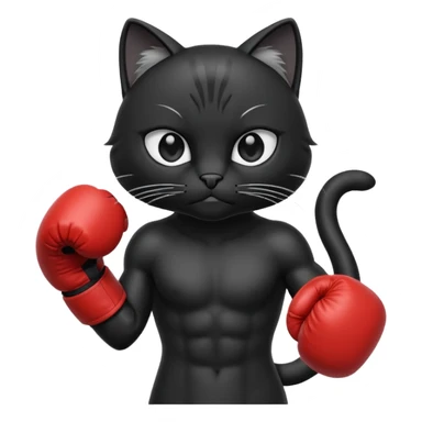 Black Cat with boxing gloves sticker