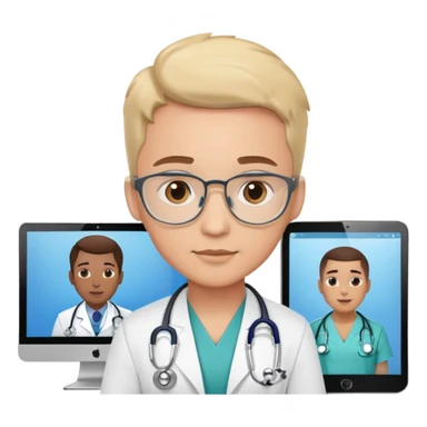 doctor on a video call consultation with stethoscope and computer screen sticker