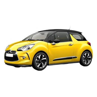 Yellow car Citroen DS3 with black roof like from car catalog  front left side sticker