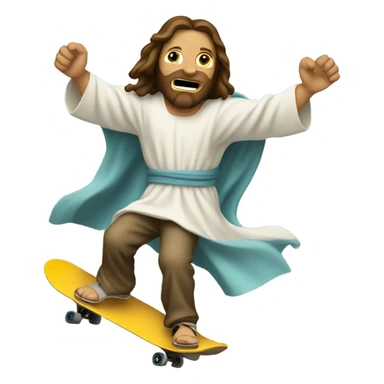 Jesus Christ shredding a halfpipe on a skateboard sticker