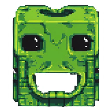 blocky pixelated Minecraft creeper face emoji, less realistic sticker