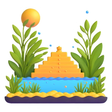 Anunnaki golden underwater base with aquatic plants and bubbles sticker