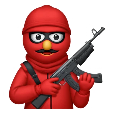 elmo with an AK47 and anbalaclava sticker