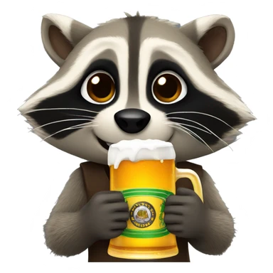Raccoon drinking beer sticker