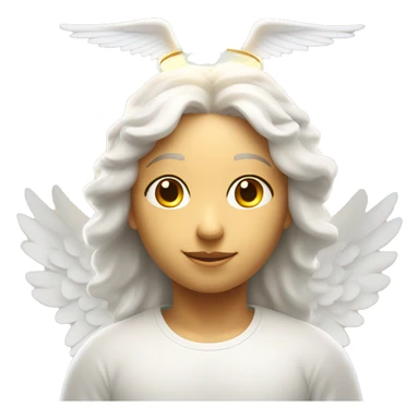Angel face with two white wings and a beam of light with a halo sticker