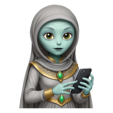 alien with persion crawl custome dress and smartphone sticker