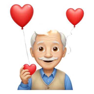 Grandpa floating with heart balloon sticker