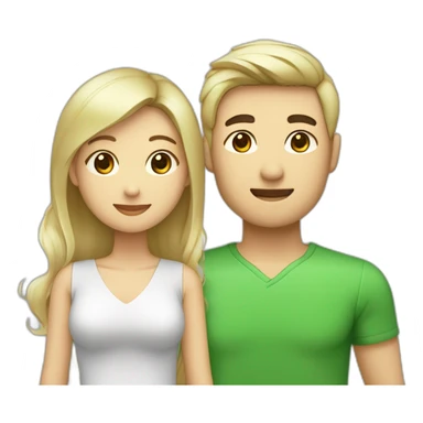Un couple mignon composé d’un homme aux cheveux noir asiatique et d’une femme au cheuveux blond et au yeux vert sticker