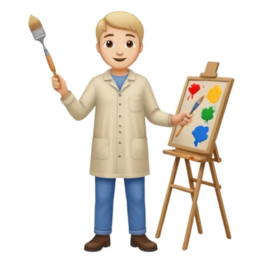 happy man painting a picture full body sticker