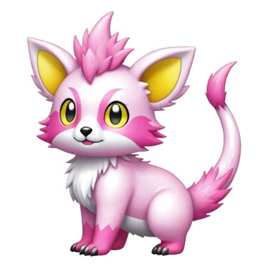 Shiny epic glittery white yellow pink animal-fakemon-creature sticker