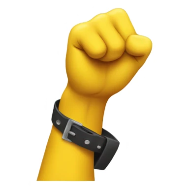 Yellow hand holding belt between fist sticker