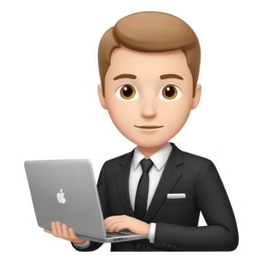 сделай мне мужчину бизнес аналитика котрый очен крутой в костюме и с компом  sticker