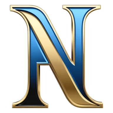 Bold Black-Blue-White-Gold Font Letter “N” sticker