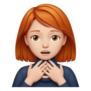 Ginger hair girl choking herself out with both her hands around her neck  sticker