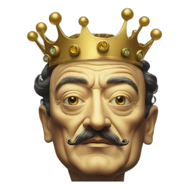Salvador Dali as a robot king with a crown sticker