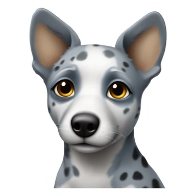 Blue healer grey no brown with faint black tiny spots with a black patch on her eye one ear up one down sticker