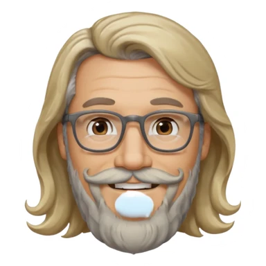 MID AGE MAN WITH LONG BLOND, GREY & bROWN WAVY HAIR; AND BROWN & GREY MOUSTACH AND BEARD, SMILE sticker
