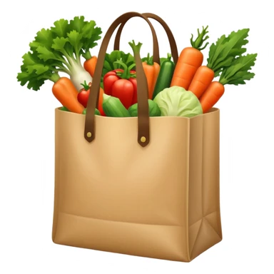 groceries in a bag with vegetables sticker