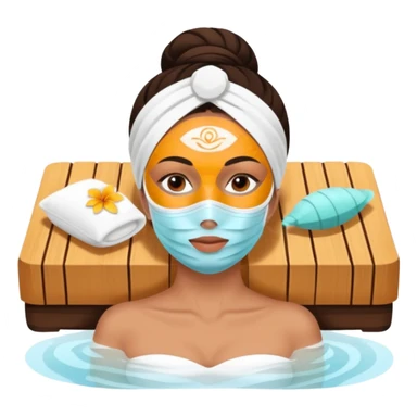 Lady with face mask spa beauty full face relaxing sticker