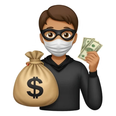 Thief running away with money bag  sticker