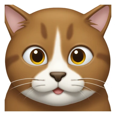 brown cat with white nose, brown face, white under mouth and white chest sticker