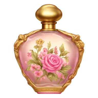 Gold and pink vintage French style perfume bottle with flowers  sticker