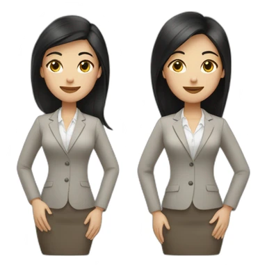Two business girls, white, one tall with short black hair, one smaller with long light brown hair sticker