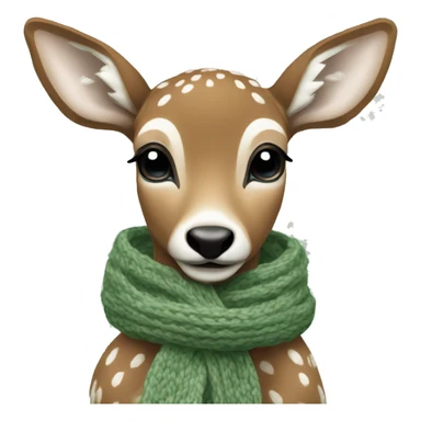 fawn with a Sage green nordic pattern knitted scarf sticker