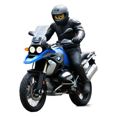 motorcycle bmw gs 1250 black male rider on bike dark hair blue eyes sticker