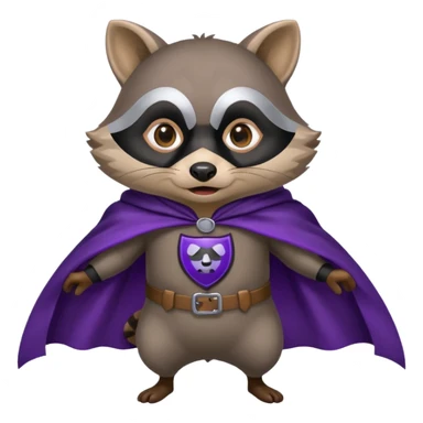 alors ce raton laver doit être équipé d'une cape de thieving noir avec trim bordure mauve comme dans le jeu old school runescape. au centre de la cape une icone de masque de voleur est visible . le visage du raton est shook sticker