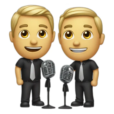 two men with microphones sticker