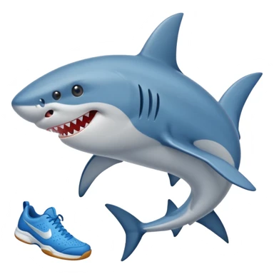 Un requin qui porte des chaussures de tennis bleu sticker