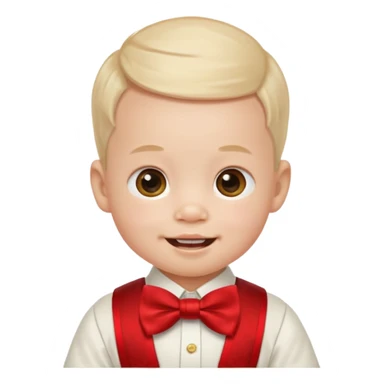 baby guy, pacifier, wearing chinese royal ancient custome, red bow tie sticker