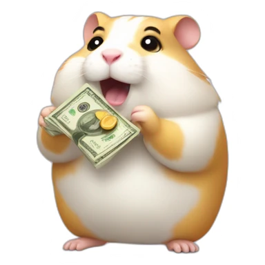 Fat hamster offering pack of money   sticker