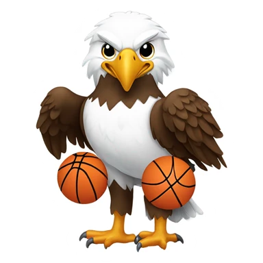 Bald eagle wearing orange and white “Avalon” basketball jersey sticker
