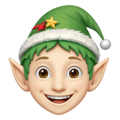 duende navideño con una sonrisa amplia y brackets en los dientes sticker