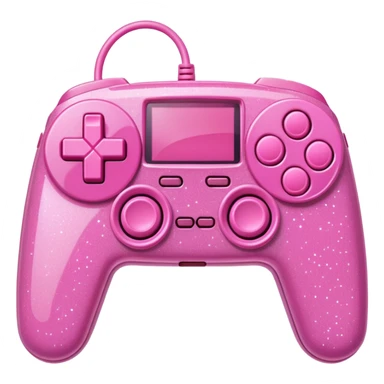 glittery pink 90s retro game console with pink corded controller sticker