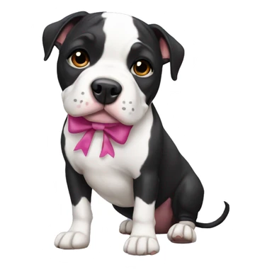 Black and White pitbull with bow sticker