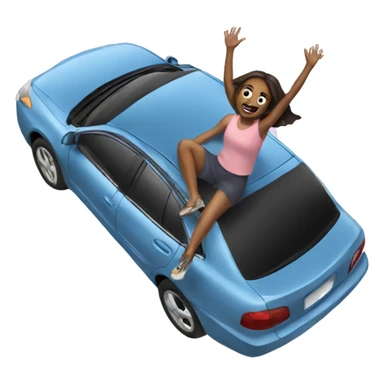 Girl falling on a car sticker