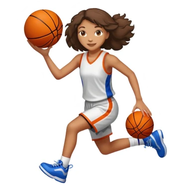 Mixed girl playing basketball  sticker