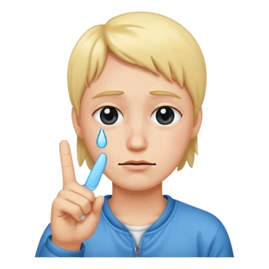 Crying emoji with peace fingers sticker