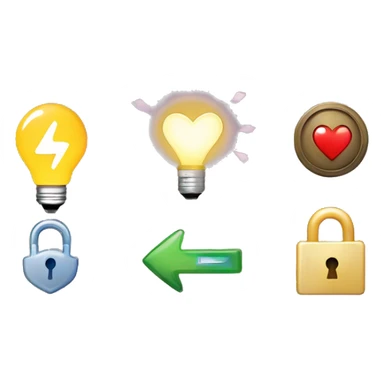 Top Left: A heart with an ear.
Top Right: A handshake with a lock.
Bottom Left: A circle of interconnected people.
Bottom Right: A glowing light bulb with a rising arrow. sticker