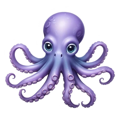 Meme-Worthy Floating Baby Octopus Portrait Emoji, Drifting gracefully in the water with soft, curled tentacles and a dreamy, weightless posture, showcasing a smooth, rounded light blue-purple body with mesmerizingly large, gentle eyes gazing into the abyss, Simplified yet poetically expressive features, highly detailed, glowing with a soft, celestial marine glow, high shine, quiet and mystical, stylized with an air of deep-sea serenity, soft glowing outline, capturing the essence of a tiny, peaceful cephalopod floating endlessly in the infinite beauty of the ocean depths! sticker