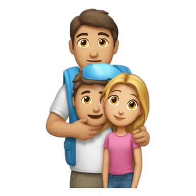 un garçon qui fait un bisous sur le front d’une fille sticker