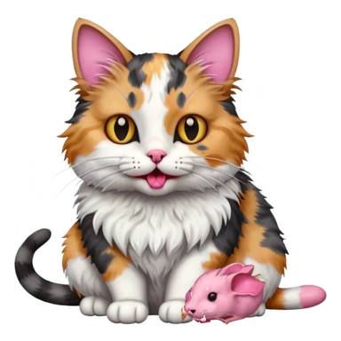 A cat holding a dead mouse sticker