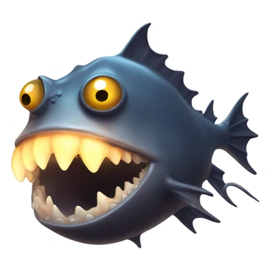 Anglerfish with a glowing lure hanging from its forehead, sharp teeth, and big eyes. sticker