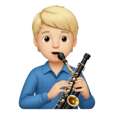 Ragazzo biondo con guance rosse che suona clarinetto sticker