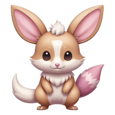 Kawaii Shiny Colorful Pastel Albino Minccino-Furret-Eevee-fusion Full Body sticker