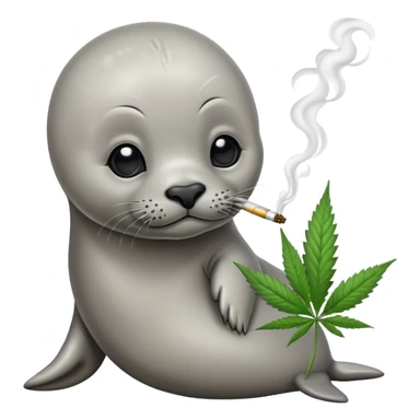 Grey slim baby seal Smoking cannabis weeds sticker